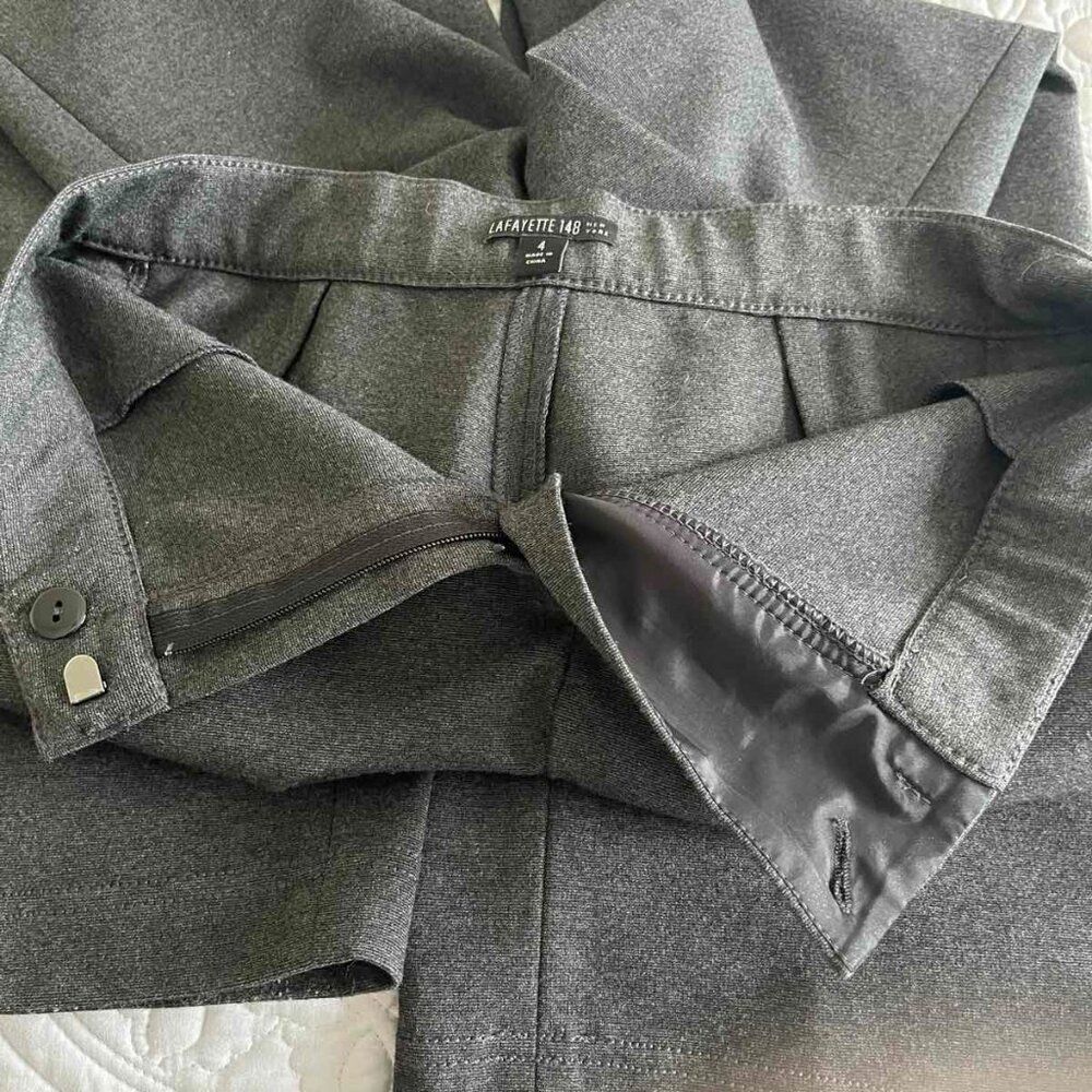 Lafayette 148 New York Grey straight knitted trousers for tall size 4 - Picture 8 of 13